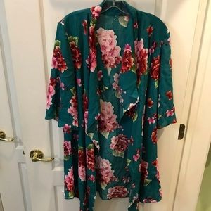 NWOT Turquoise & Pink Floral Wrap